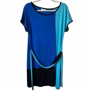 Calvin Klein Short Sleeve Color Block Shift Dress